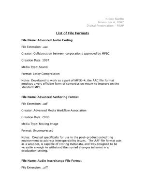 List of File Formats