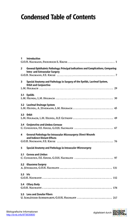 Condensed Table of Contents