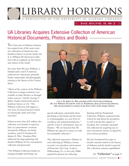 IBRARY HORIZONS a Newsletter of the University of Alabama Libraries