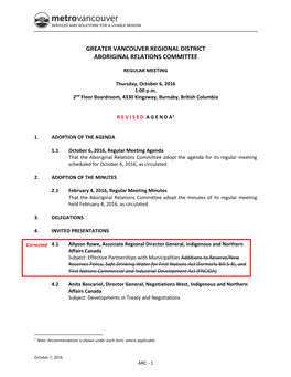 Aboriginal Relations Committee Agenda Package