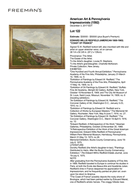 American Art & Pennsylvania Impressionists (1592) Lot