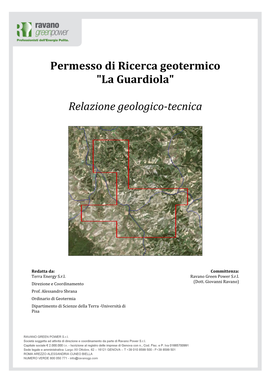 Permesso Di Ricerca Geotermico "La Guardiola" Relazione Geologico