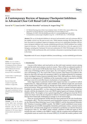 A Contemporary Review of Immune Checkpoint Inhibitors in Advanced Clear Cell Renal Cell Carcinoma