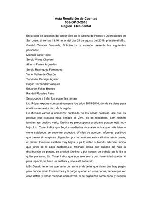 Acta Rendición De Cuentas Alajuela, San Ramón, Grecia, Atenas, Orotina