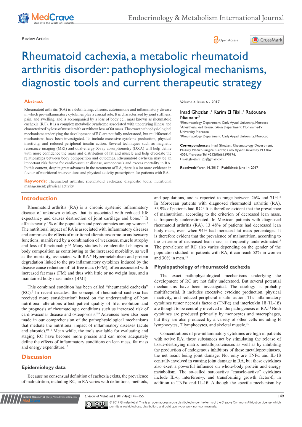 Rheumatoid Cachexia, a Metabolic Rheumatoid Arthritis Disorder ...