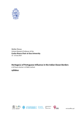 Heritage(S) of Portuguese Influence in the Indian Ocean Borders Syllabus