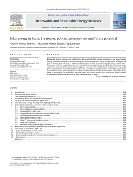Solar Energy in India, Strategies Policies Perspectives.Pdf