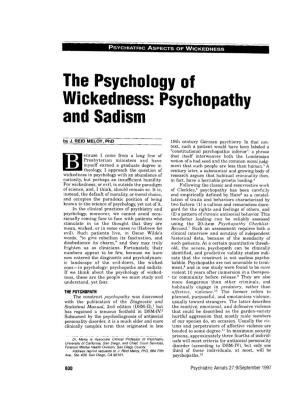 The Psychology of Wickedness: Psychopathy and Sadism by J