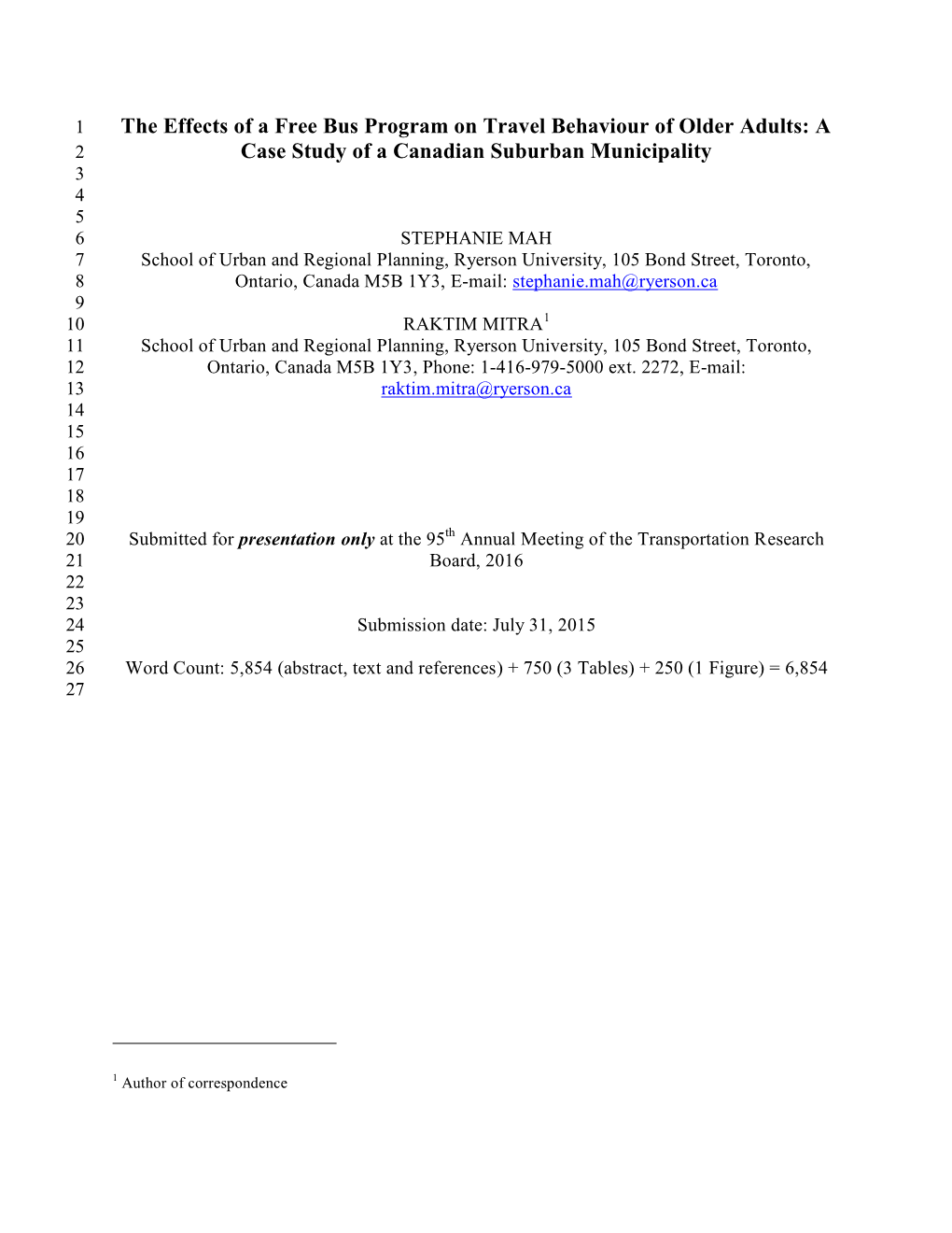 The Effects of a Free Bus Program on Travel Behaviour of Older Adults