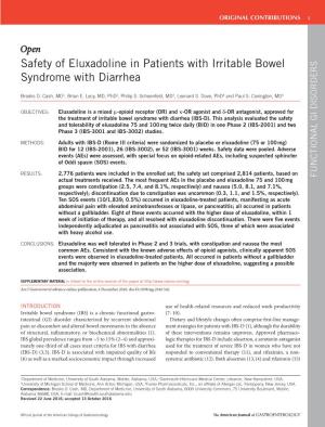 Safety of Eluxadoline in Patients with Irritable Bowel Syndrome with Diarrhea