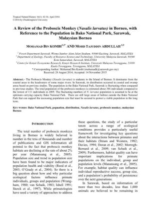 A Review of the Proboscis Monkey (Nasalis Larvatus) in Borneo, with Reference to the Population in Bako National Park, Sarawak, Malaysian Borneo