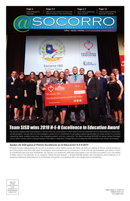 Team SISD Wins 2019 H-E-B Excellence in Education Award