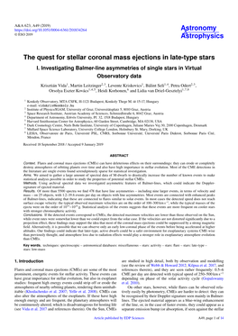 The Quest for Stellar Coronal Mass Ejections in Late-Type Stars I
