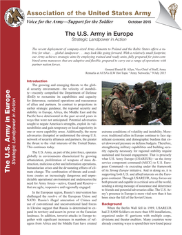 The U.S. Army in Europe Strategic Landpower in Action
