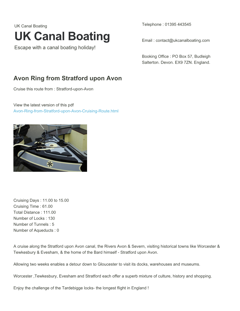 Avon Ring from Stratford Upon Avon | UK Canal Boating