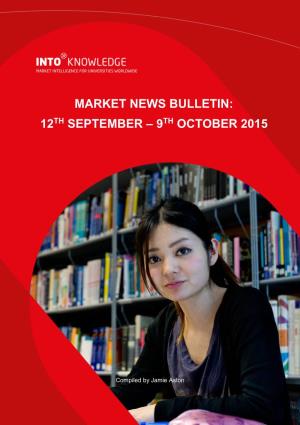 Market News Bulletin: 12Th September – 9Th October 2015