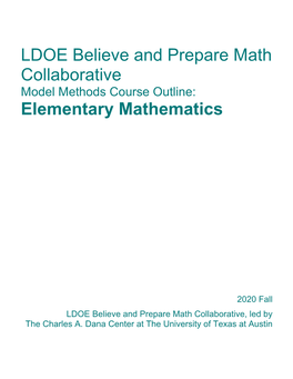 LDOE Believe and Prepare Math Collaborative Elementary