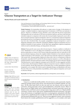 Glucose Transporters As a Target for Anticancer Therapy