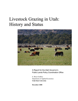 Livestock Grazing in Utah: History and Status