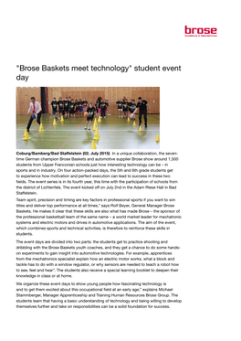 "Brose Baskets Meet Technology" Student Event Day