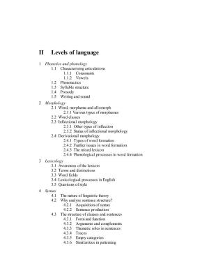 II Levels of Language
