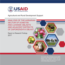Analysis of the Agrarian Sector of Donetsk and Luhansk Oblasts and Adjacent Districts of Zaporizhzhya Oblast