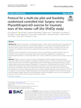 Protocol for a Multi-Site Pilot and Feasibility Randomised Controlled Trial