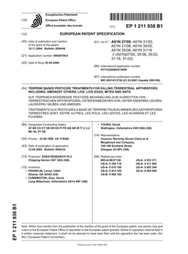 Terpene Based Pesticide Treatments for Killing