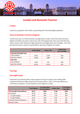 London and Domestic Tourism