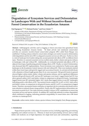 Degradation of Ecosystem Services and Deforestation in Landscapes with and Without Incentive-Based Forest Conservation in the Ecuadorian Amazon