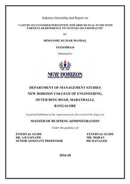 Industry Internship and Report on DEPARTMENT of MANAGEMENT