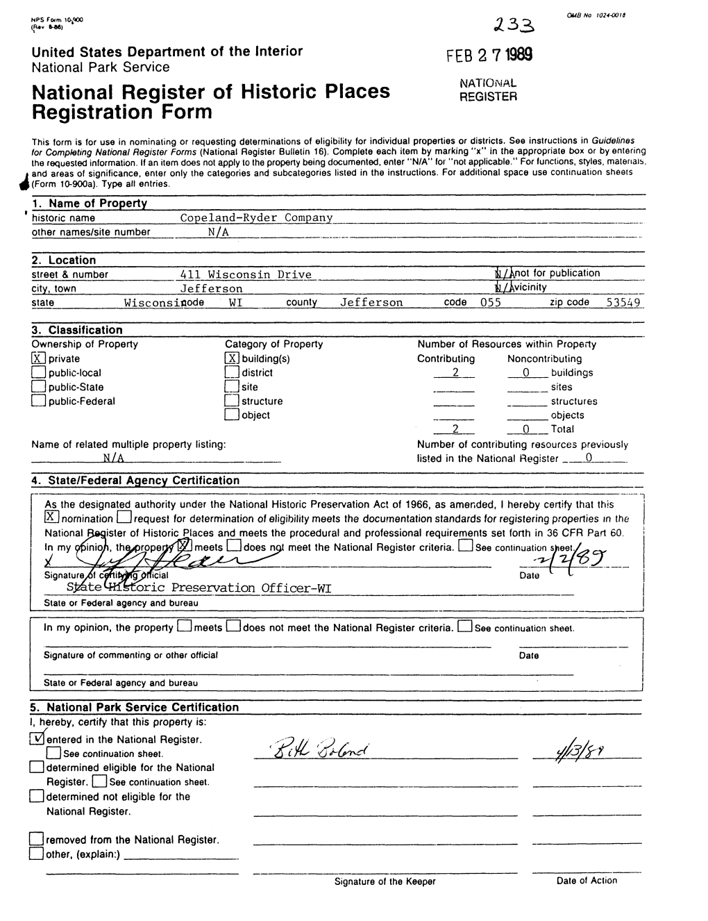 National Register of Historic Places Registration Form