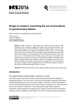 Examining the Use of Precedents in Parliamentary Debate