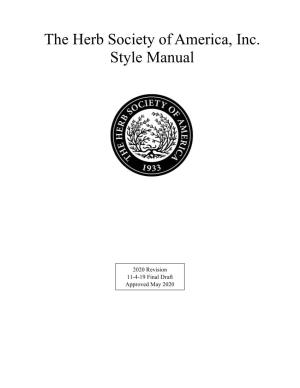 The Herb Society of America, Inc. Style Manual