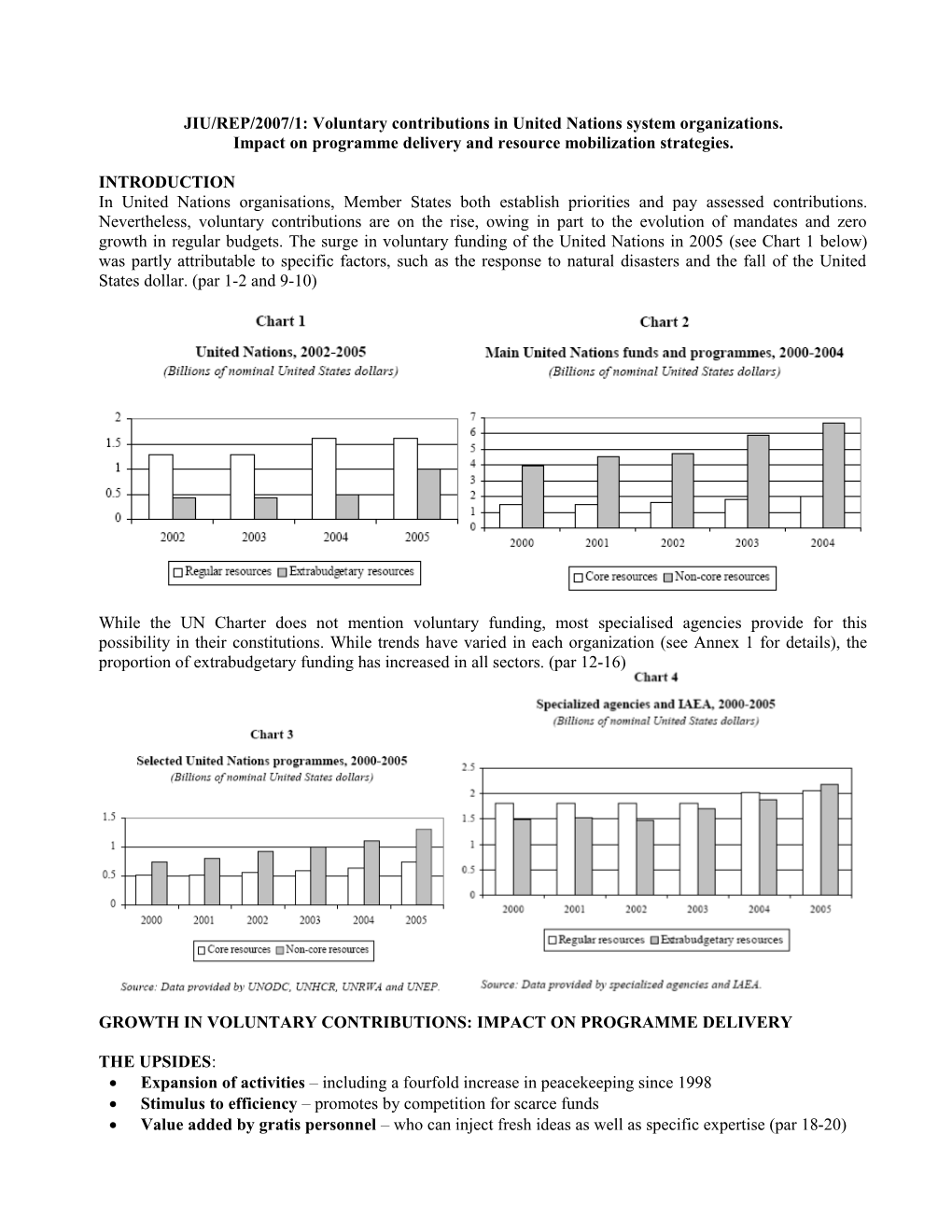 JIU/REP/2007/1: Voluntary Contributions in United Nations System Organizations