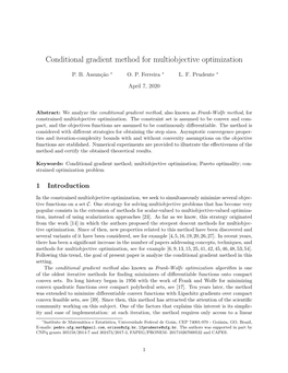 Conditional Gradient Method for Multiobjective Optimization