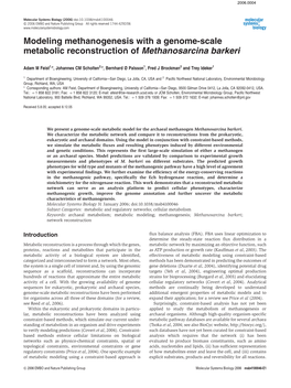 Modeling Methanogenesis with a Genome-Scale Metabolic Reconstruction of Methanosarcina Barkeri