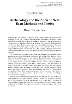 Archaeology and the Ancient Near East: Methods and Limits