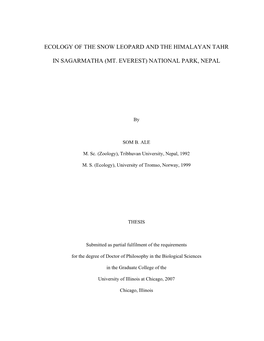 Ecology of the Snow Leopard and the Himalayan Tahr