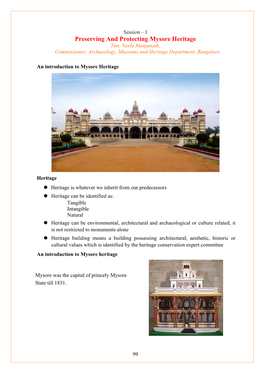 Preserving and Protecting Mysore Heritage Tmt