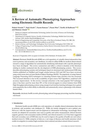 A Review of Automatic Phenotyping Approaches Using Electronic Health Records