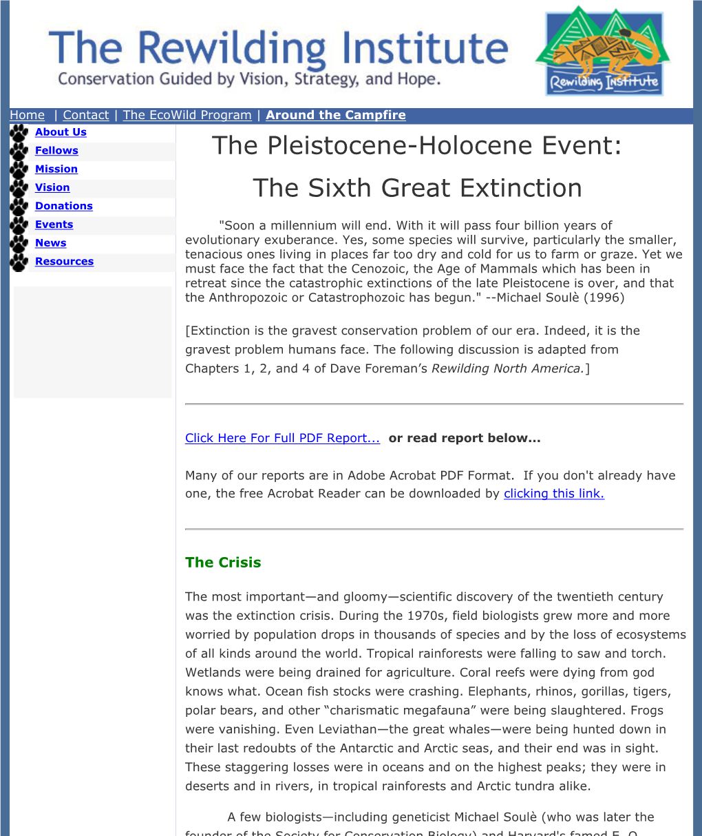 The Sixth Great Extinction Donations Events 