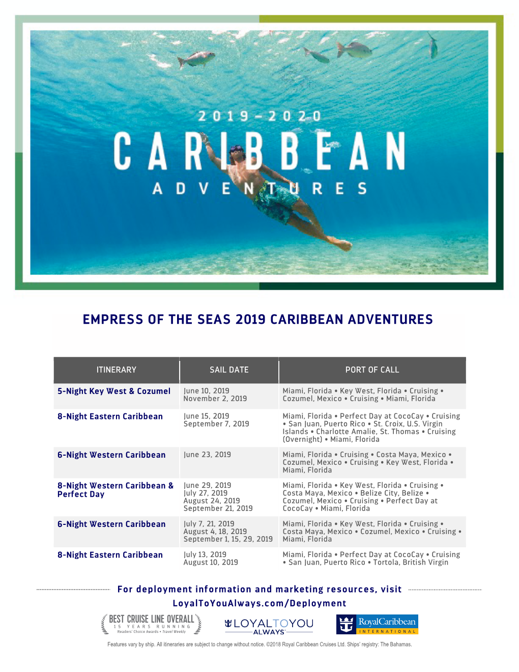 Empress of the Seas 2019 Caribbean Adventures