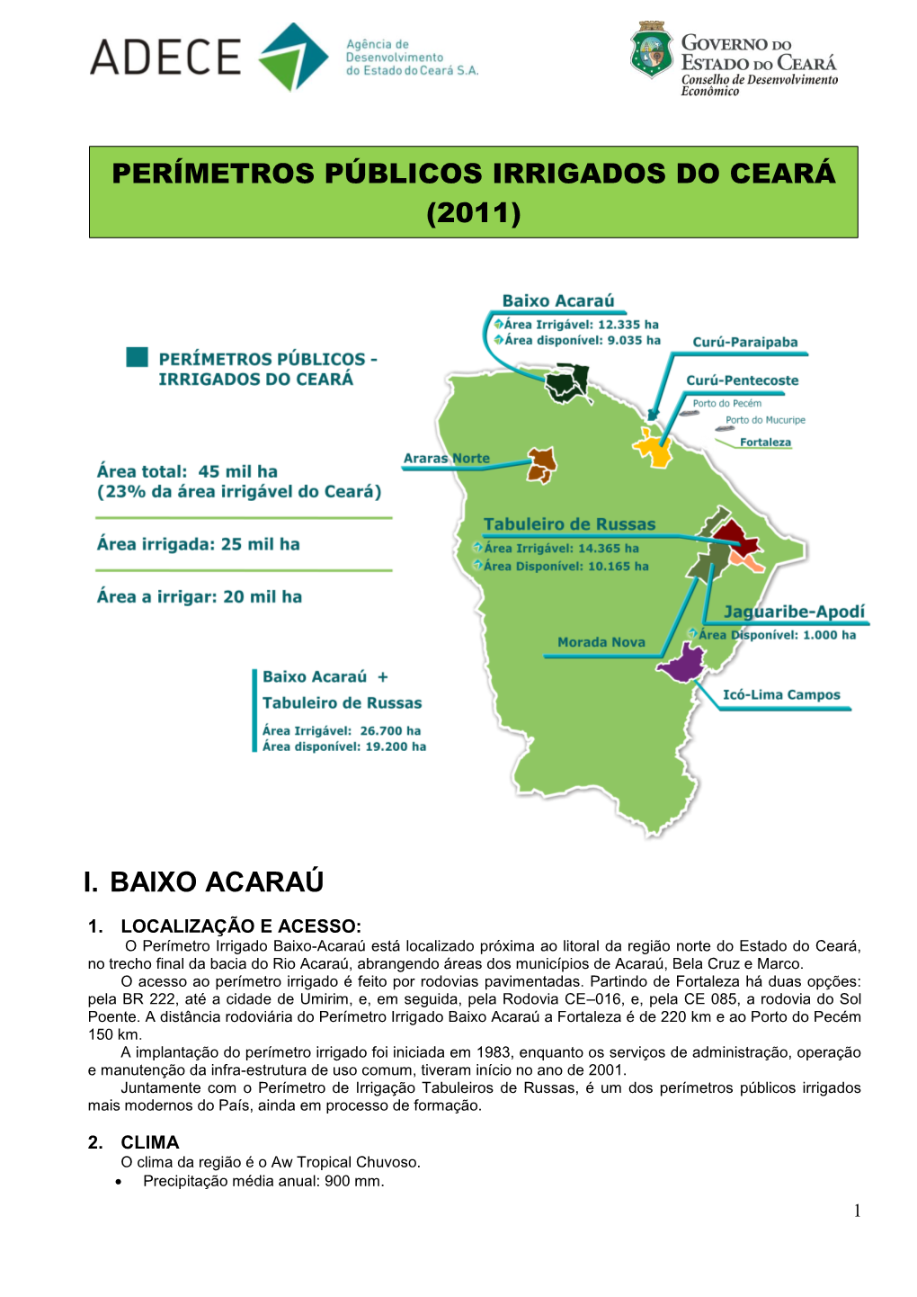 Perímetros Públicos Irrigados Do Ceará (2011)