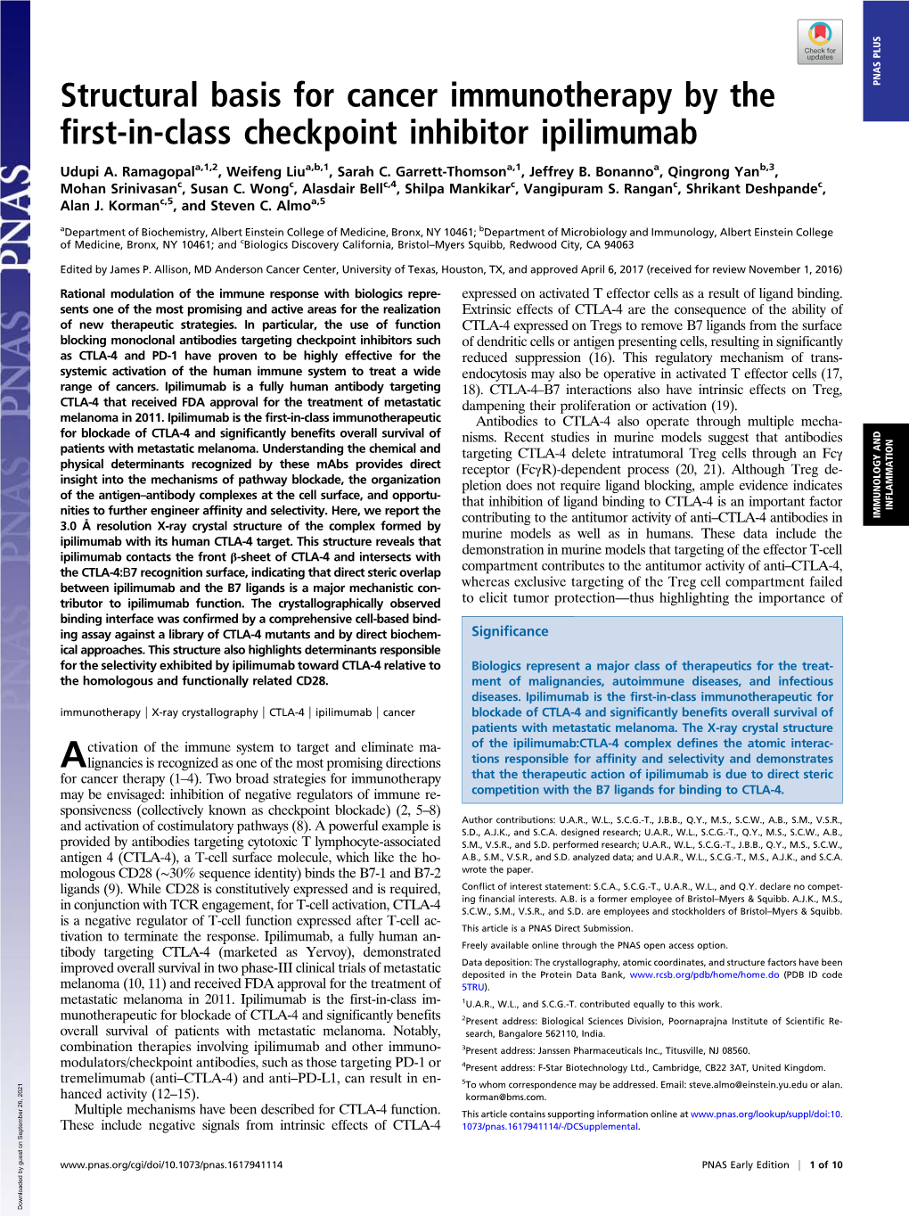 Structural Basis for Cancer Immunotherapy by the First-In-Class