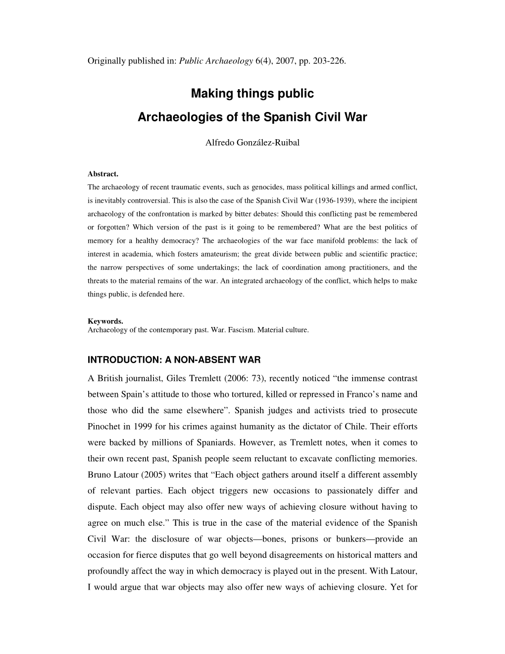 Making Things Public Archaeologies of the Spanish Civil War