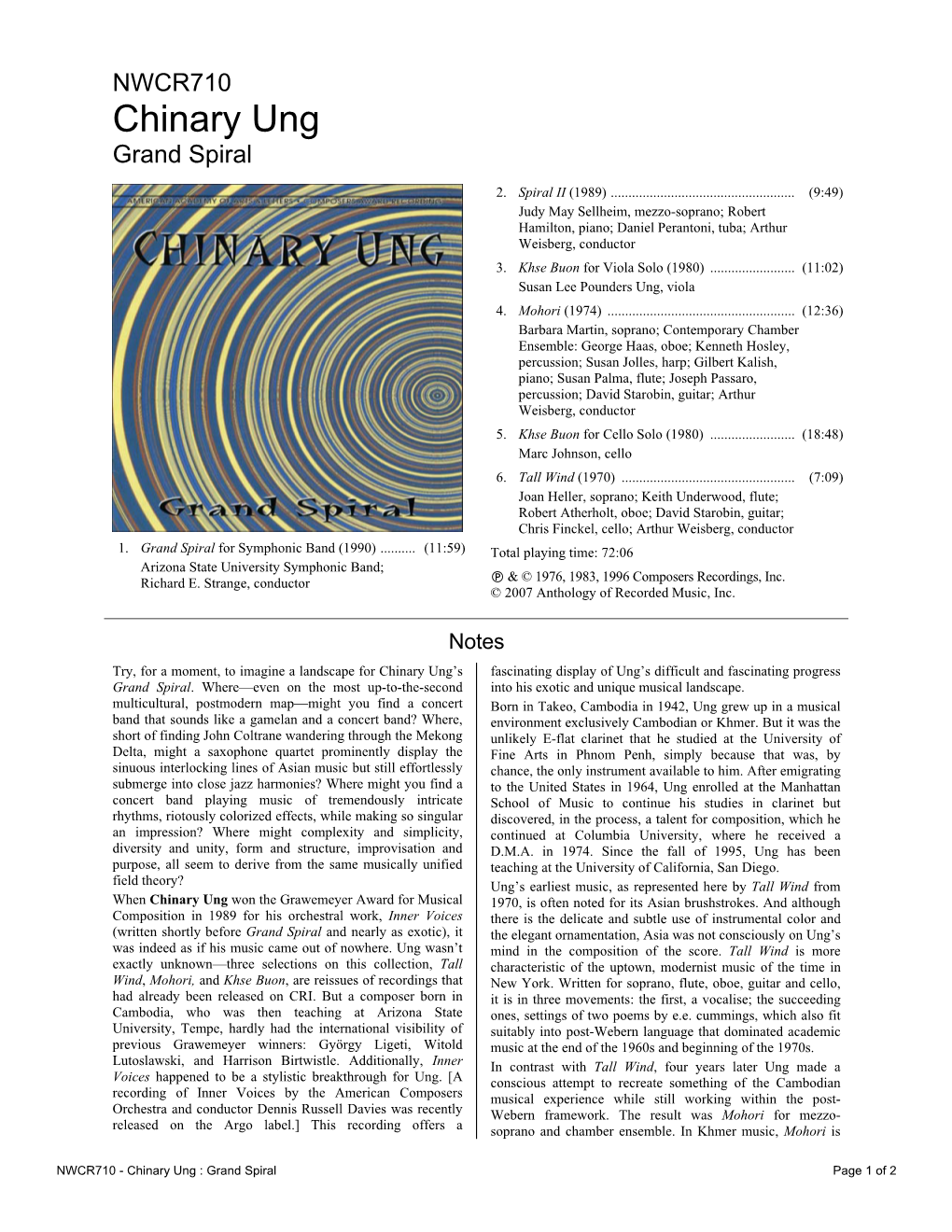 Chinary Ung Grand Spiral