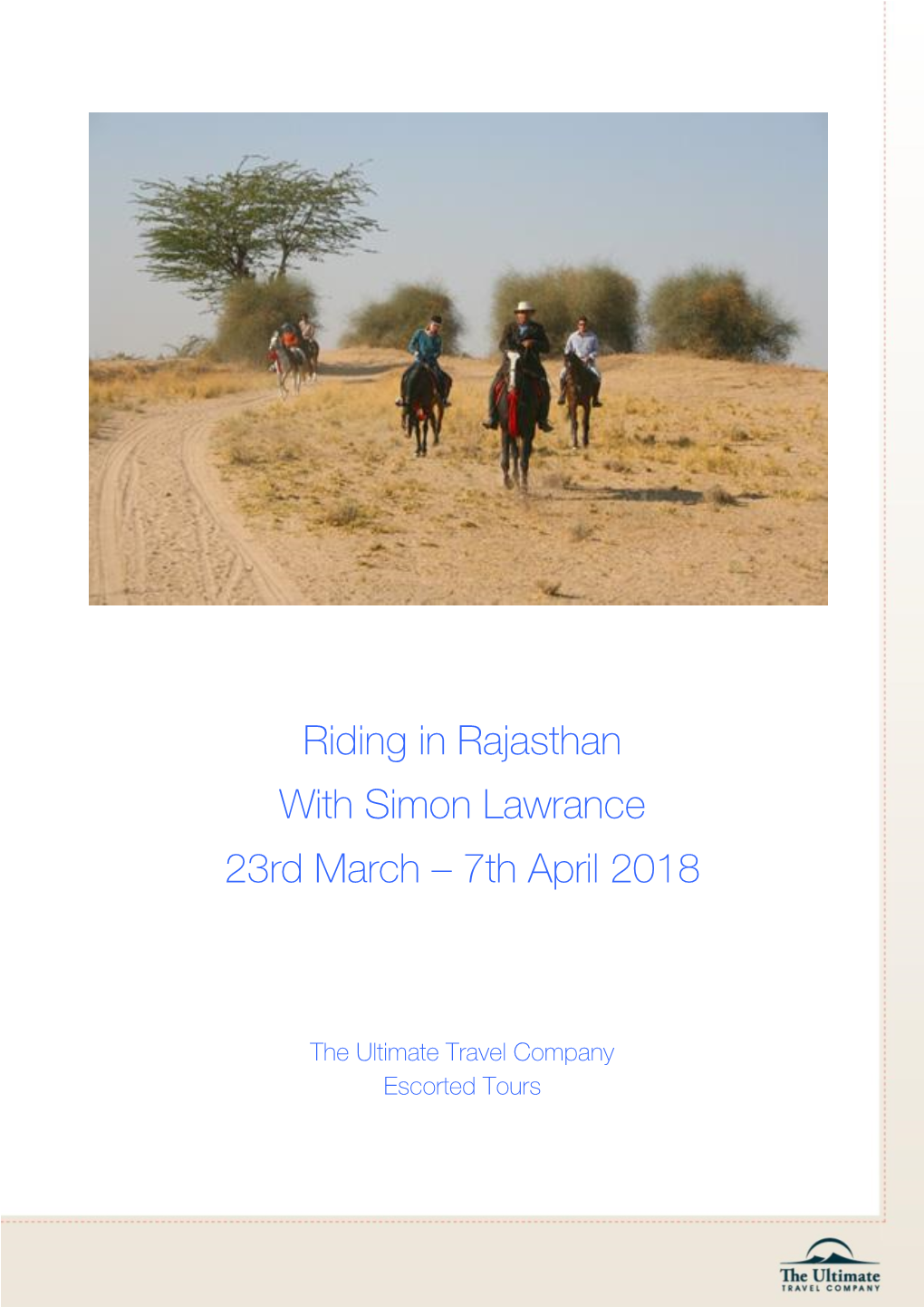 Riding in Rajasthan with Simon Lawrance 23Rd March – 7Th April 2018
