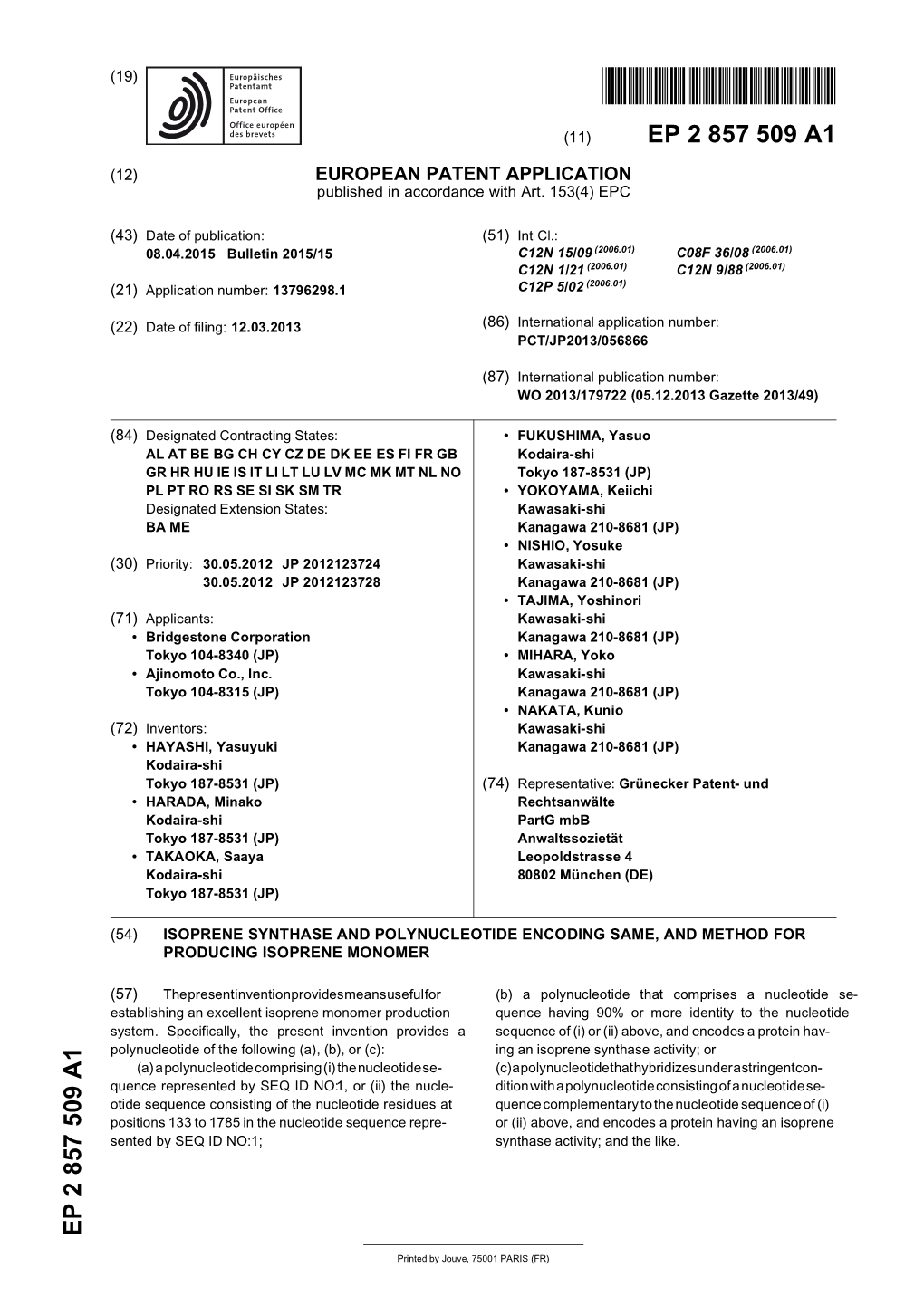 Isoprene Synthase and Polynucleotide Encoding Same, and Method for Producing Isoprene Monomer