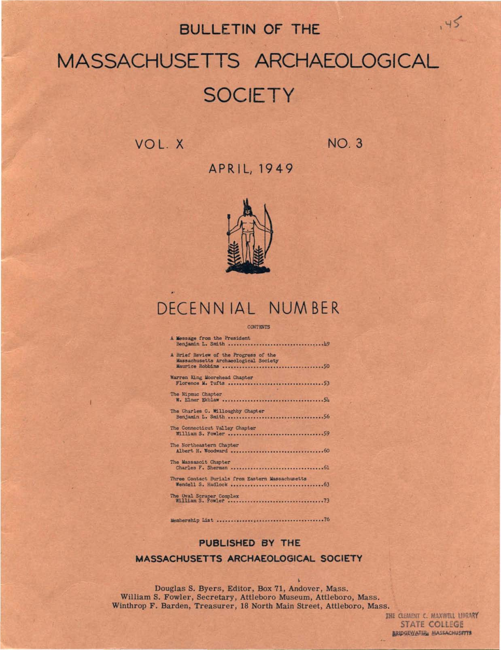 Bulletin of the Massachusetts Archaeological Society, Vol. 10, No